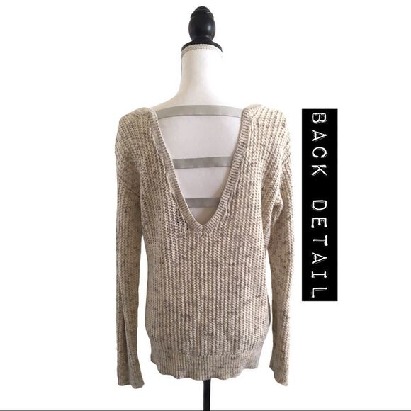 Trouvé Marled Knit Cut Out Sweater Light Gray & White Women’s US Size Small - Picture 5 of 6